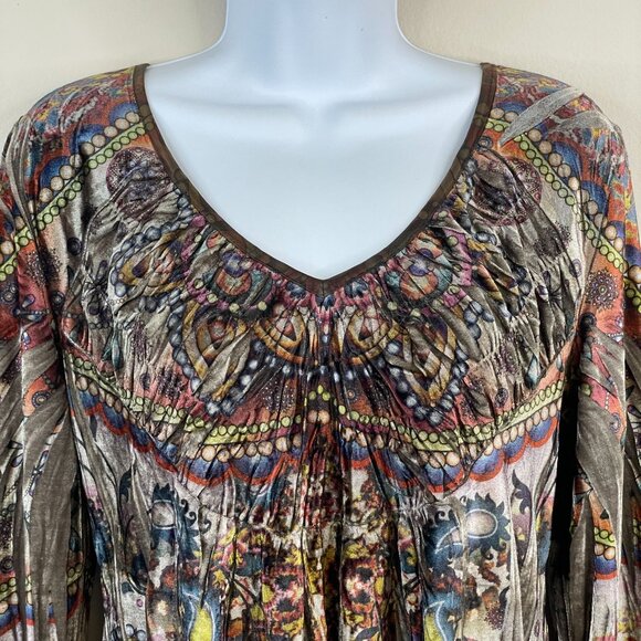 Vintage Y2K Womens Forest Fairy Velvet Velour Tunic Top Sz M Fall Artsy Boho - Picture 3 of 13